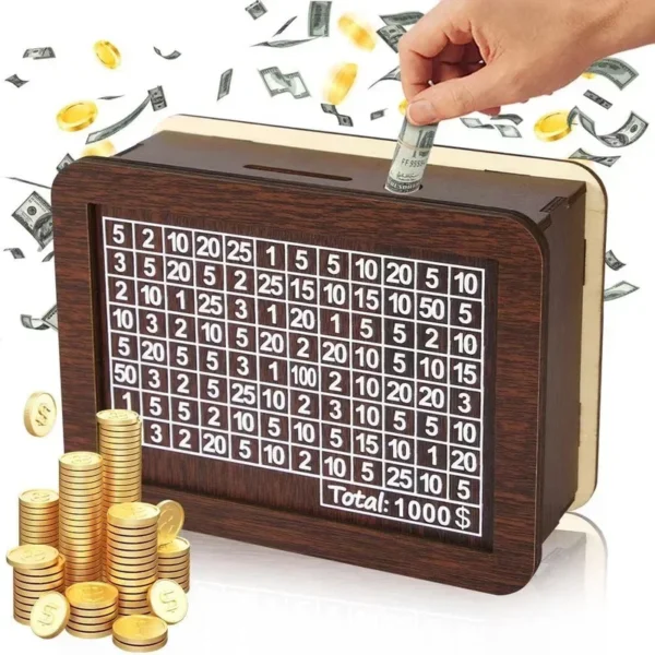 1000/3000/5000/10000 Euro Money Box Wooden Money Box Reusable with Savings Target and Number Box Home Decoration - Image 2