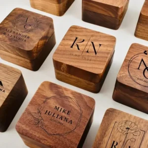 1pcs Free Custom Wooden Ring Box Personalized customization Wedding Anniversary Gift Walnut Wood Rings Box Engraved Engagement