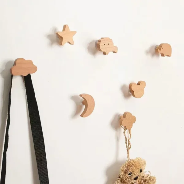 1pcs Animal Wooden Hooks Cute Room Decor Hook Wall Keychain Coat Hook Home Door Wood Hook Hanger Kitchen Accessories Gadget - Image 2