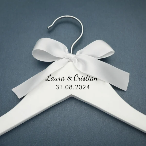 Custom Wedding Hanger Personalized Bride Dress Hanger Groom Hanger Personalised Names and Date Wedding Party Bridal Shower Gifts - Image 2