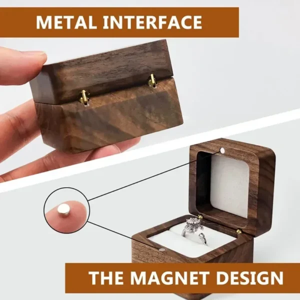 1pcs Free Custom Wooden Ring Box Personalized customization Wedding Anniversary Gift Walnut Wood Rings Box Engraved Engagement - Image 4
