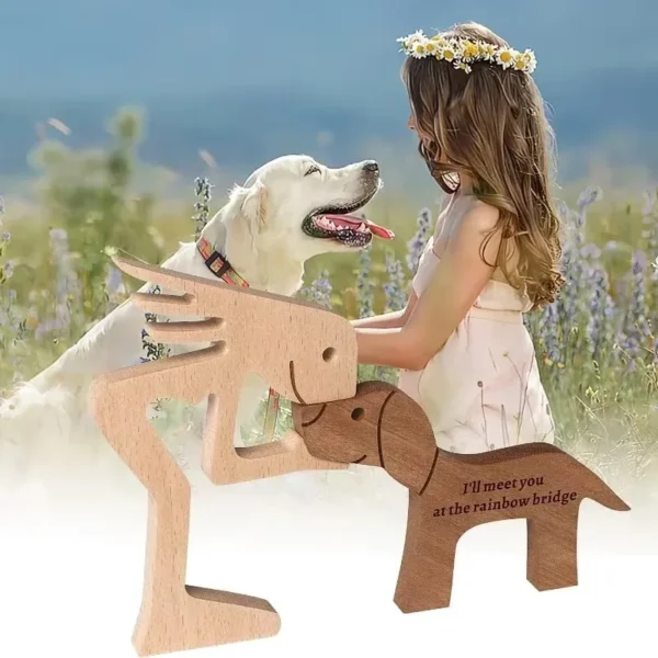 1PCS Free Personalized Engraving Name Wooden Dog Human Memorial Wooden Carving for Dog Lover Loss Sympathy Remembrance Gifts - Image 6