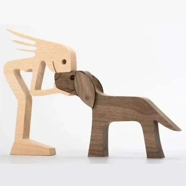1PCS Free Personalized Engraving Name Wooden Dog Human Memorial Wooden Carving for Dog Lover Loss Sympathy Remembrance Gifts - Image 3