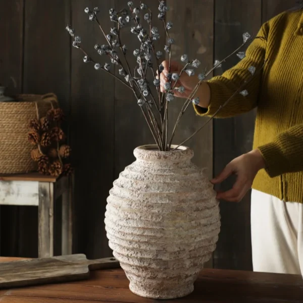 Retro Nostalgic Rough Clay Pottery Vase 21.5CM High Vasen Room Decoration Vases Vintage Handmade Style Home Decor Items - Image 4