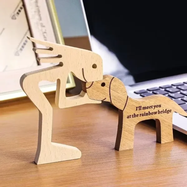 1PCS Free Personalized Engraving Name Wooden Dog Human Memorial Wooden Carving for Dog Lover Loss Sympathy Remembrance Gifts - Image 2
